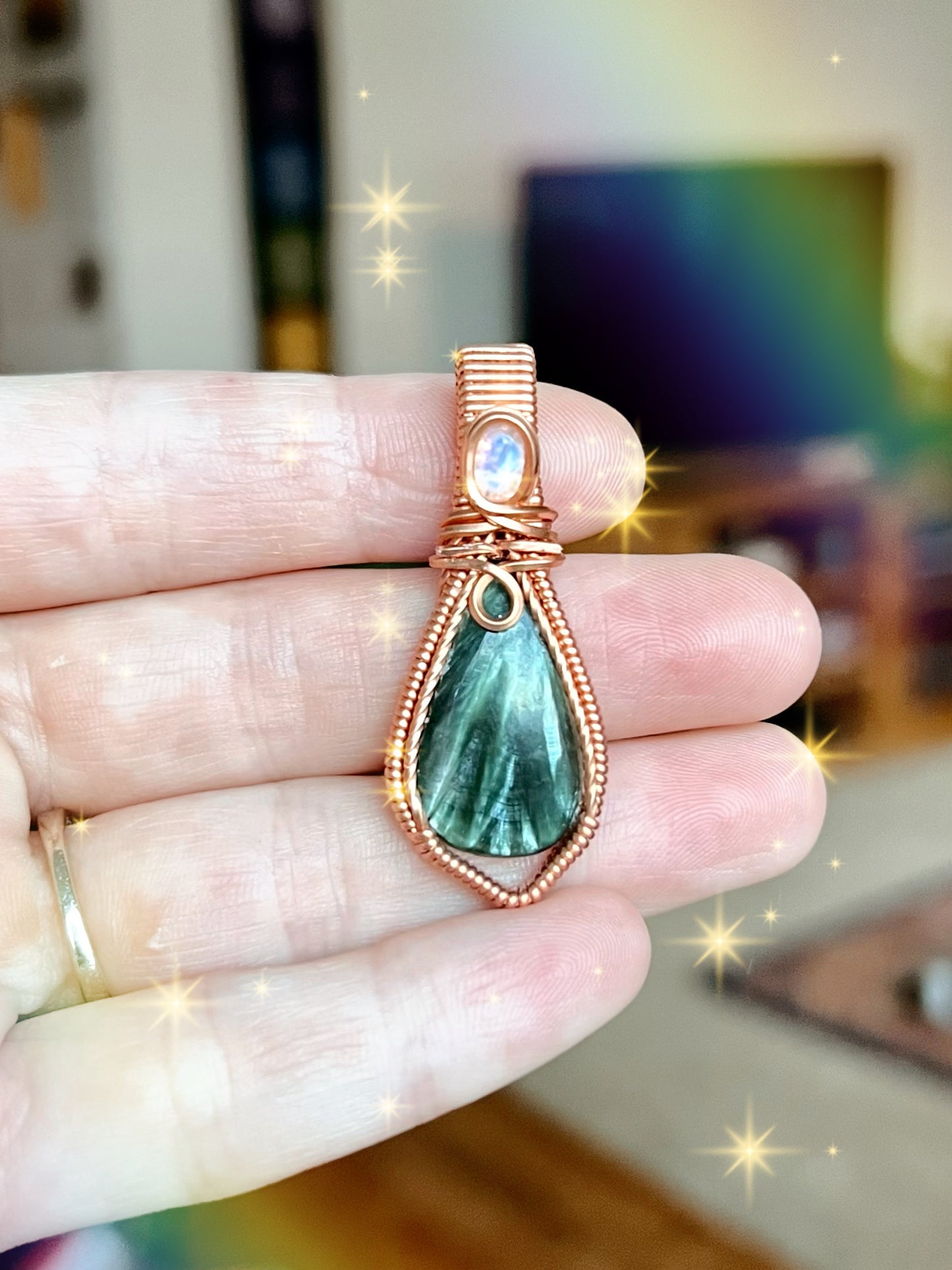 Seraphinite & Moonstone Pendant