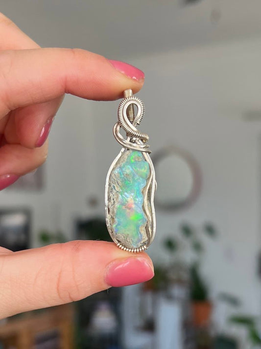 Silver Ethiopian Opal Pendant