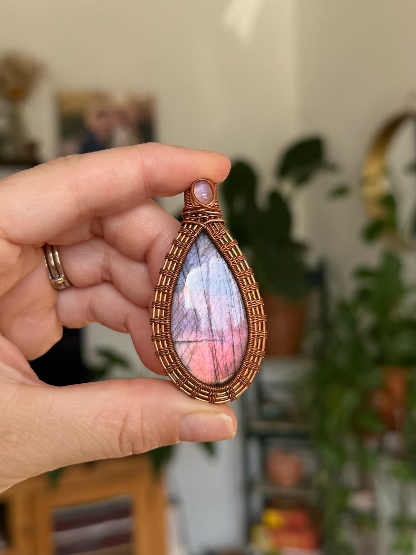 Labradorite + Moonstone Pendant