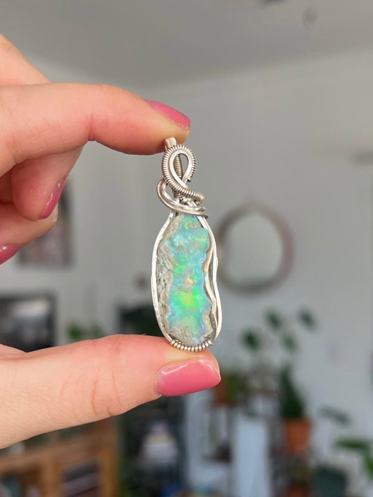 Silver Ethiopian Opal Pendant