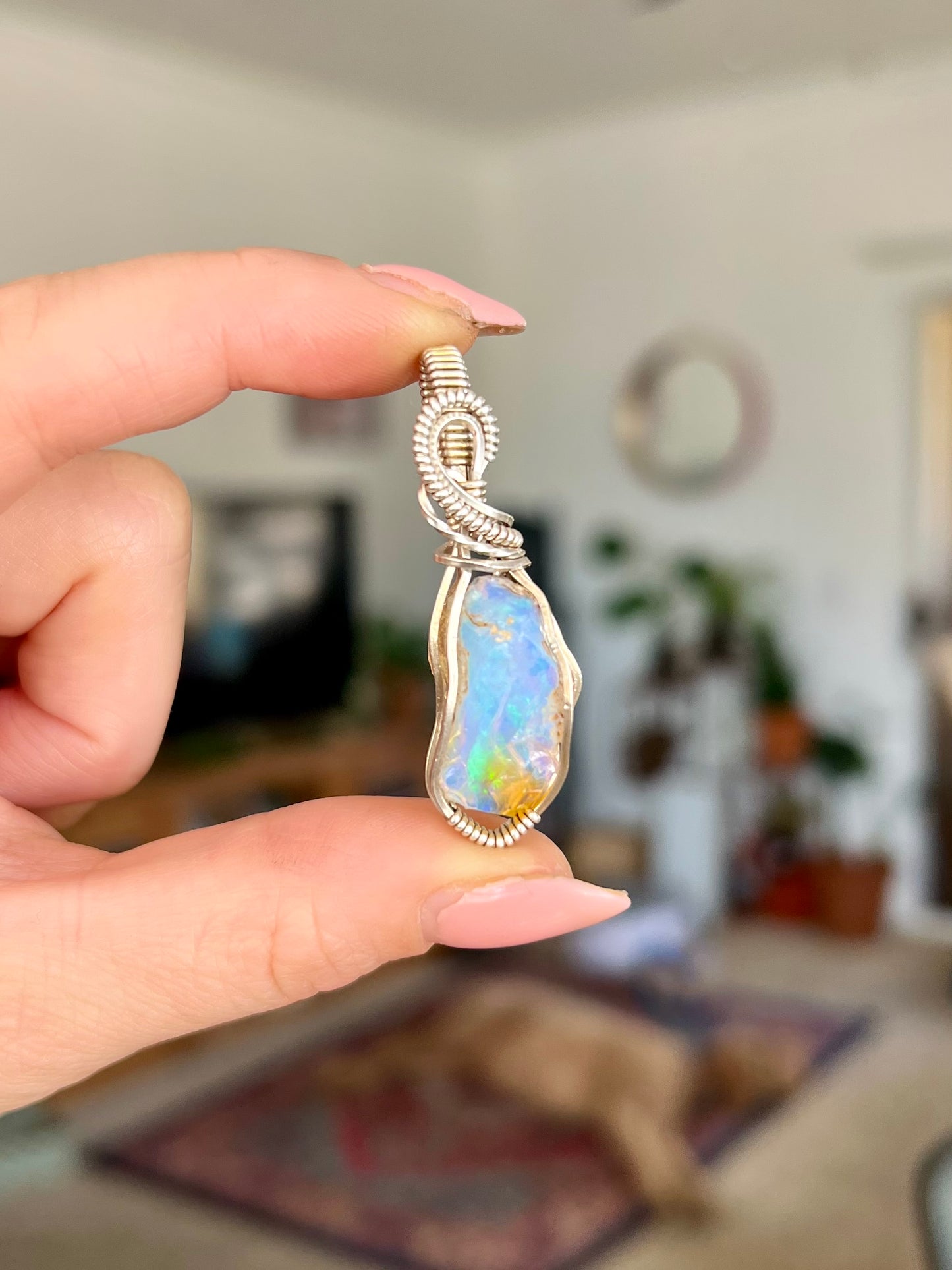 Silver Ethiopian Opal Pendant