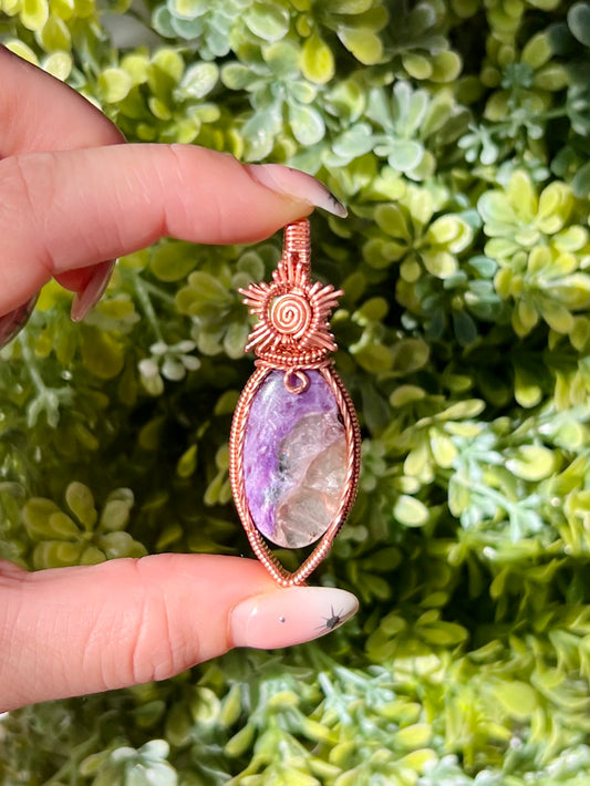 Sunburst Purple Charoite Pendant