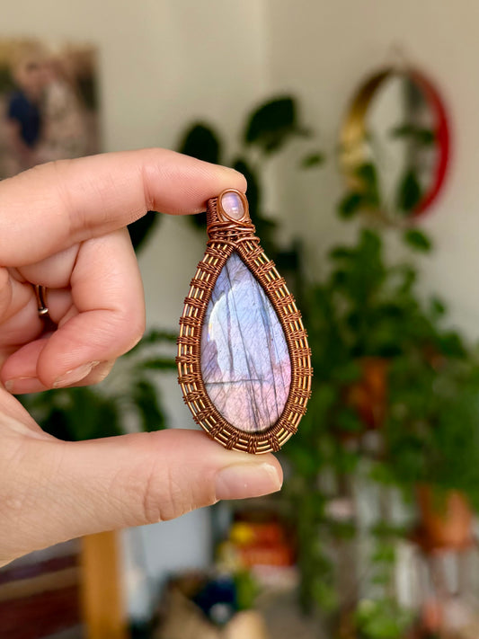 Labradorite + Moonstone Pendant