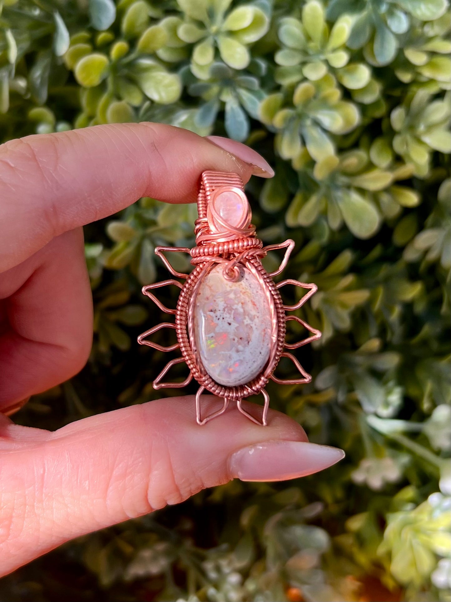 Mexican Fire Opal & Moonstone Sunflower