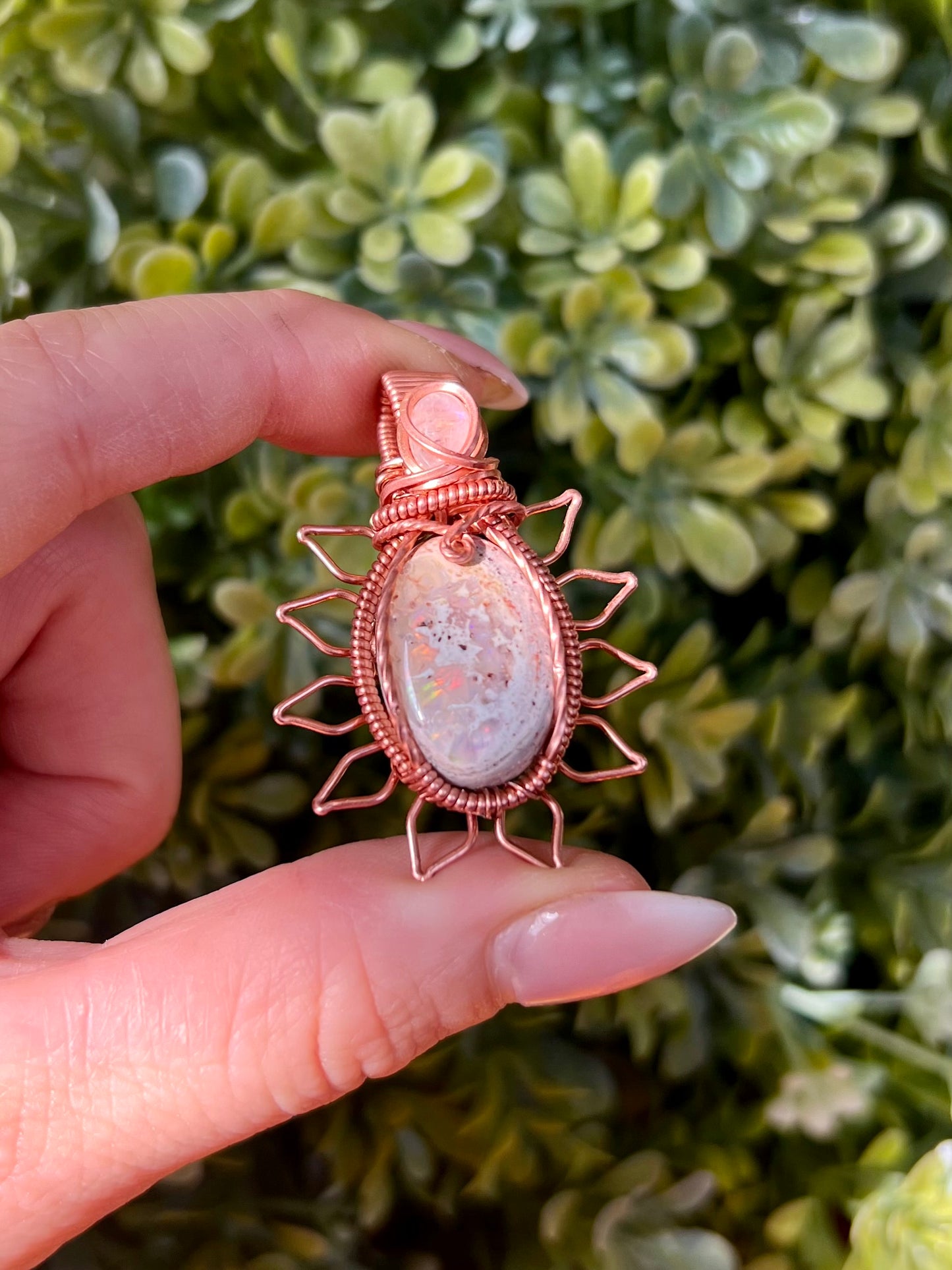 Mexican Fire Opal & Moonstone Sunflower