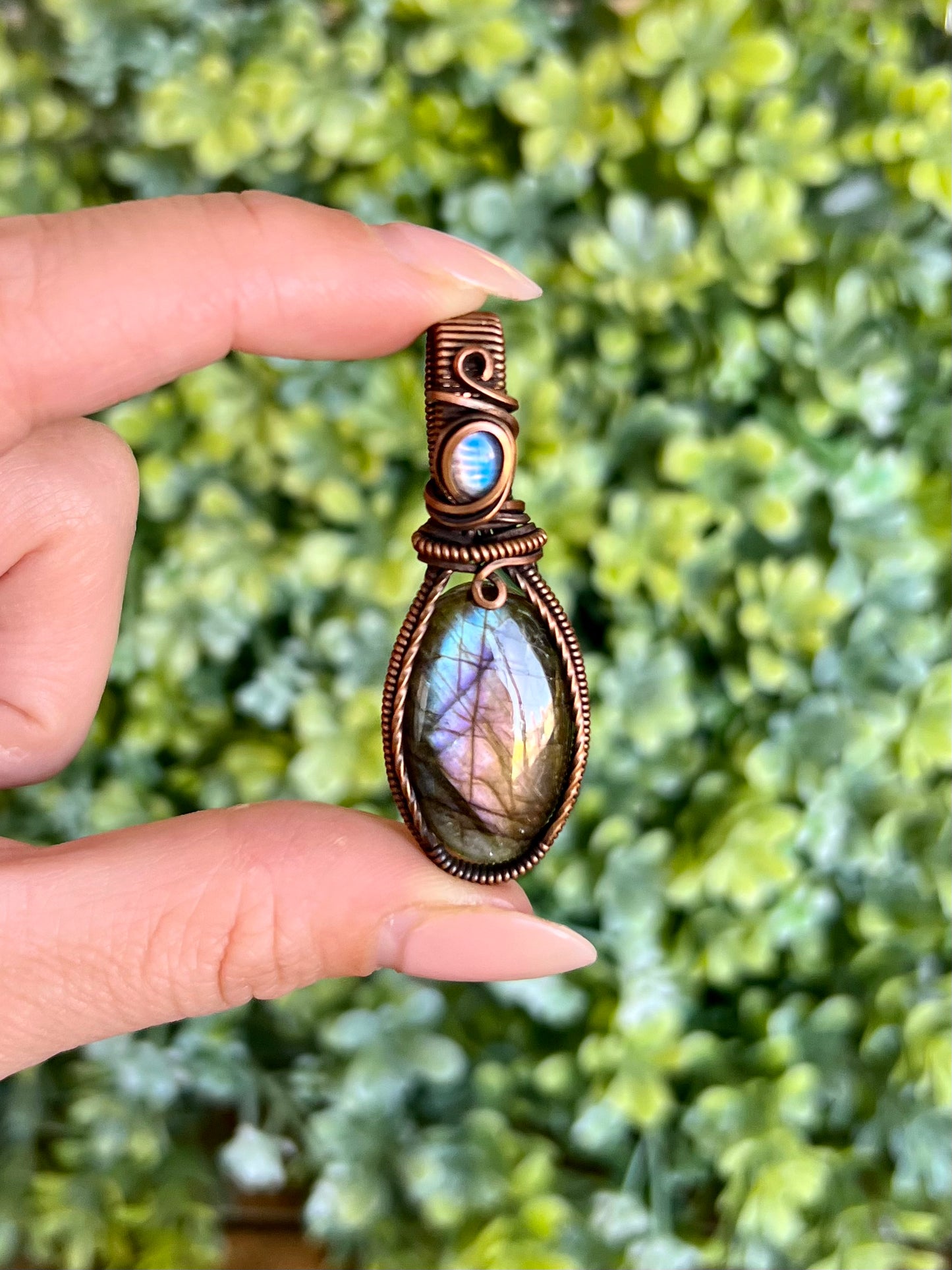 Labradorite + Moonstone Pendant