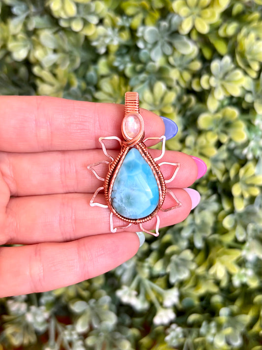 Larimar + Moonstone Pendant