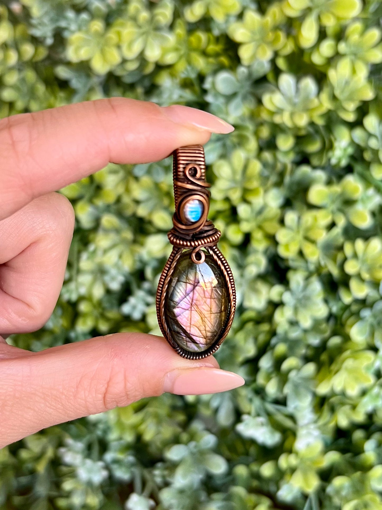 Labradorite + Moonstone Pendant