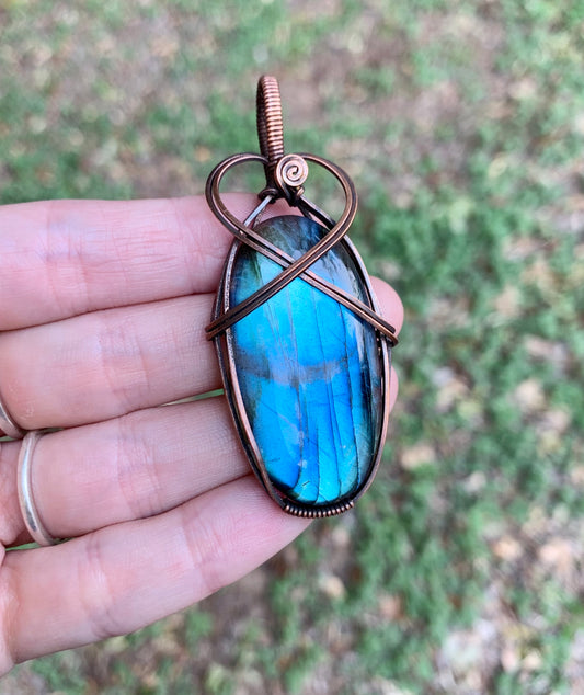 "Milo + Roo" Moon  Labradorite Pendant