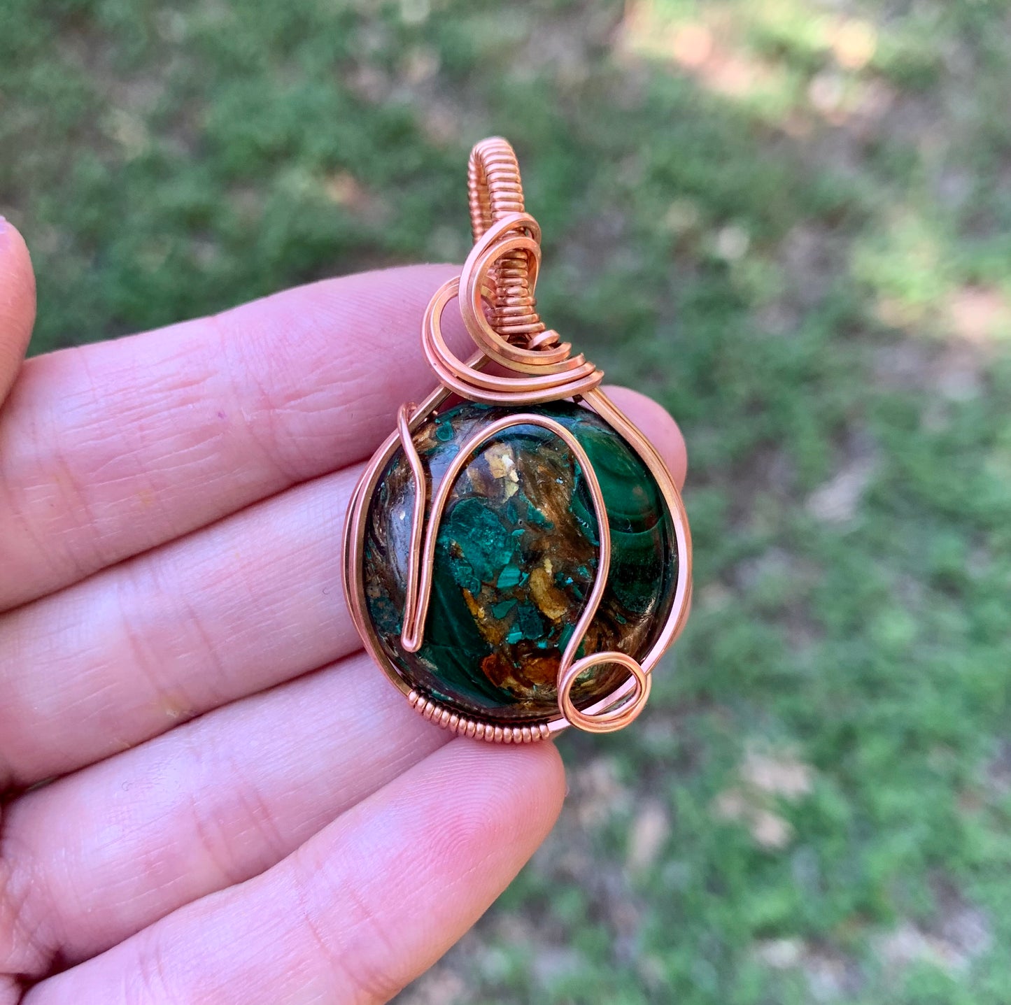 Capricorn Malachite with Copper inlay Pendant