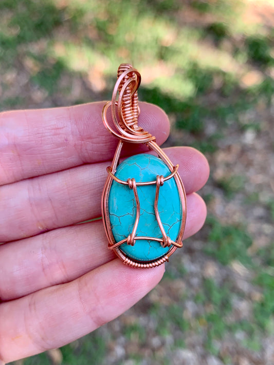 Gemini Turquoise Howlite Pendant