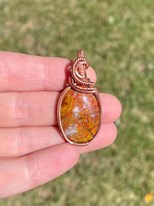 Designer Crazy Lace Agate Fire Pendant