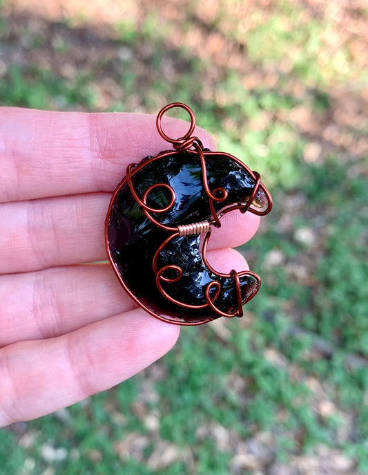 Obsidian Moon in Red Copper