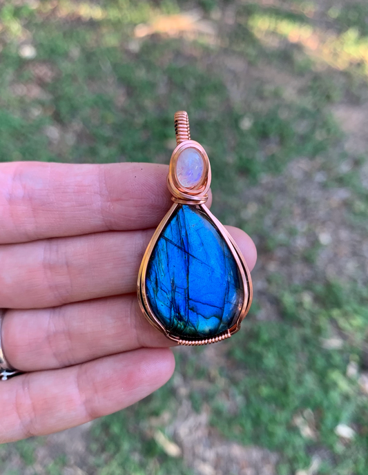 Labradorite + Moonstone  Pendant