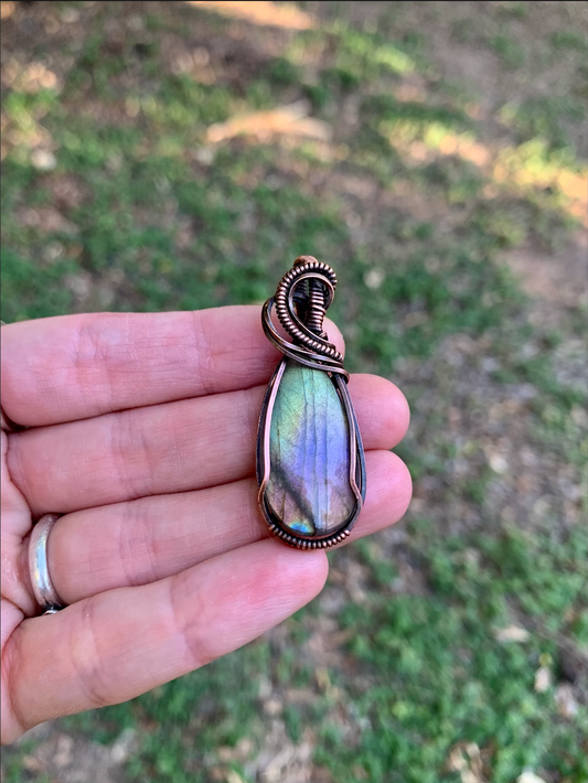 Pink and Purple Labradorite Pendant