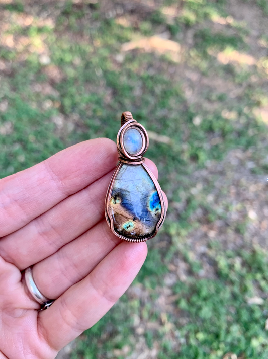 Labradorite + Moonstone  Pendant