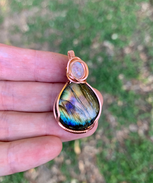 Labradorite + Moonstone  Pendant