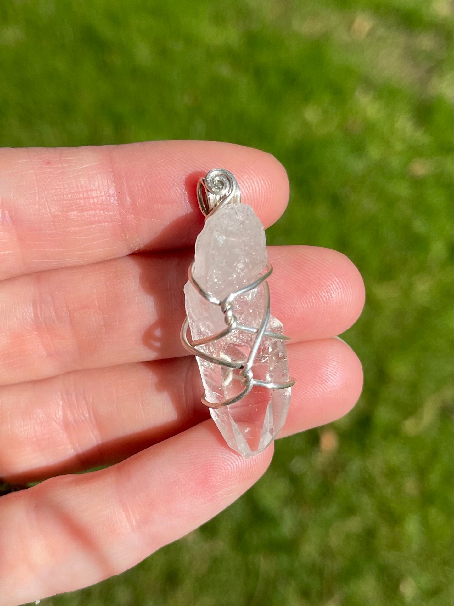 Quartz Air Pendant in Sterling Silver