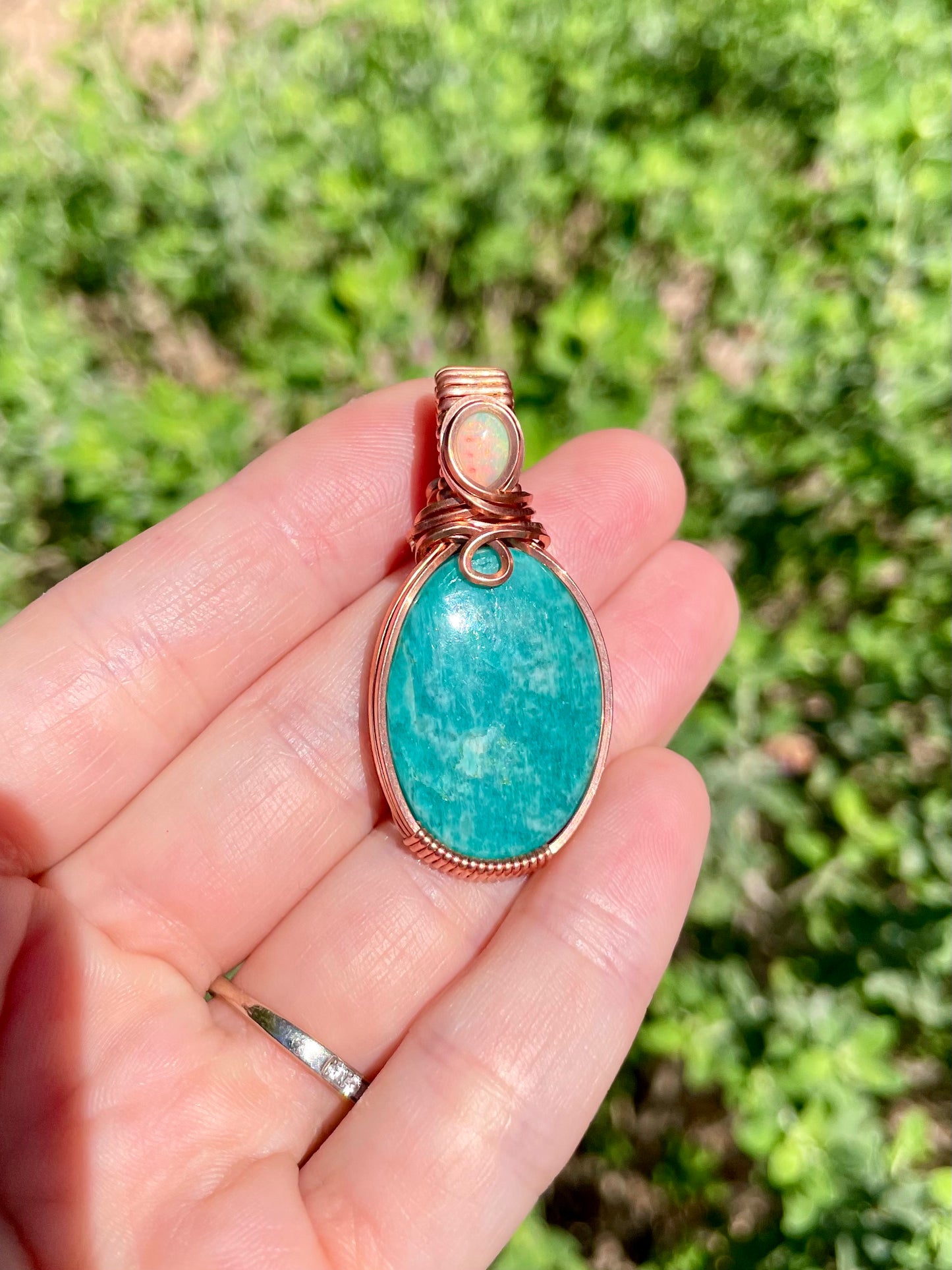 Amazonite + Opal Pendant