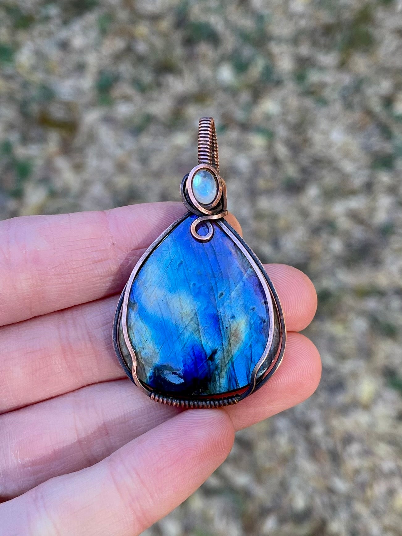 Labradorite + Moonstone Pendant