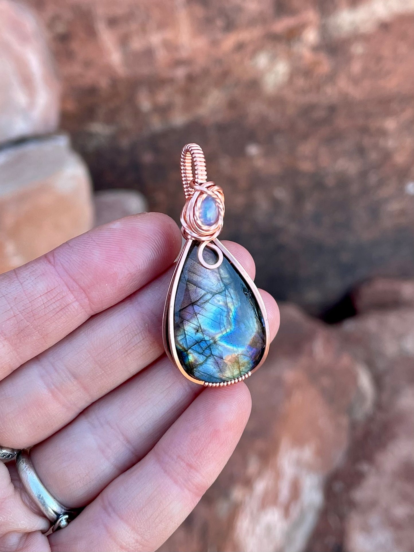 Labradorite + Opal Pendant