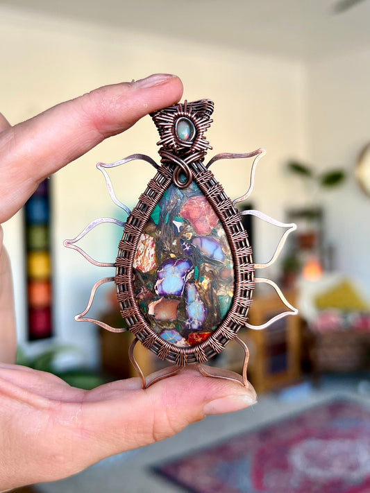 Universe Aqua Terra with Mica Pendant + Opal