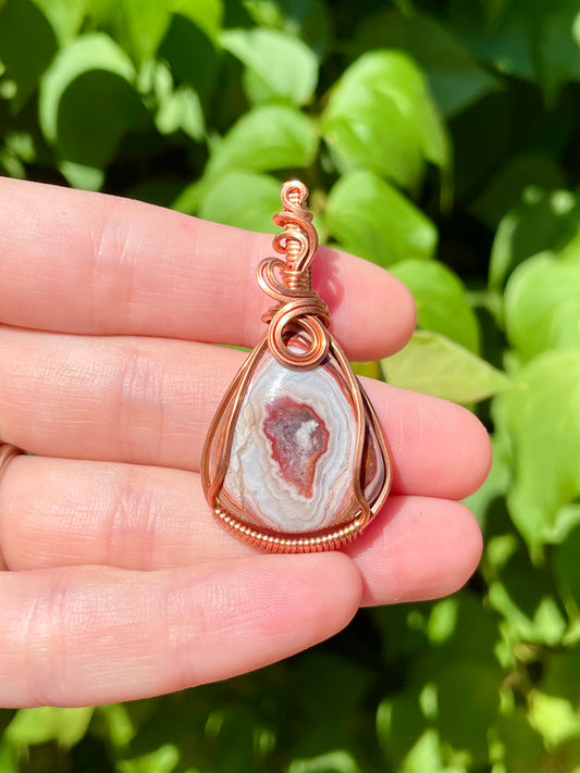 Crazy Lace Agate Fire Pendant