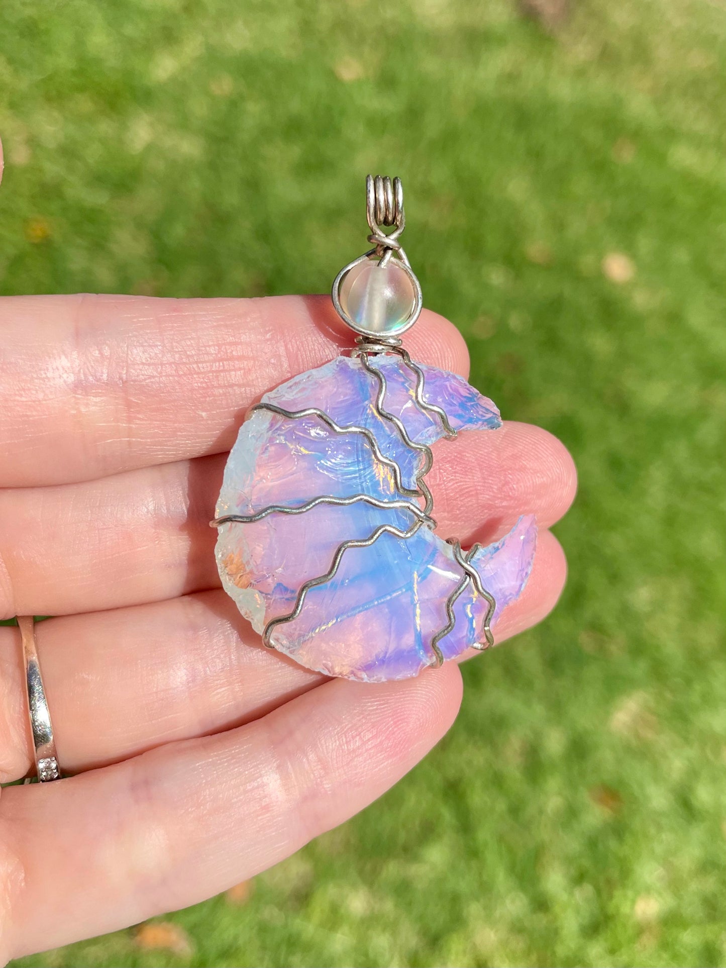 Moon Opalite Pendant in Sterling Silver filled