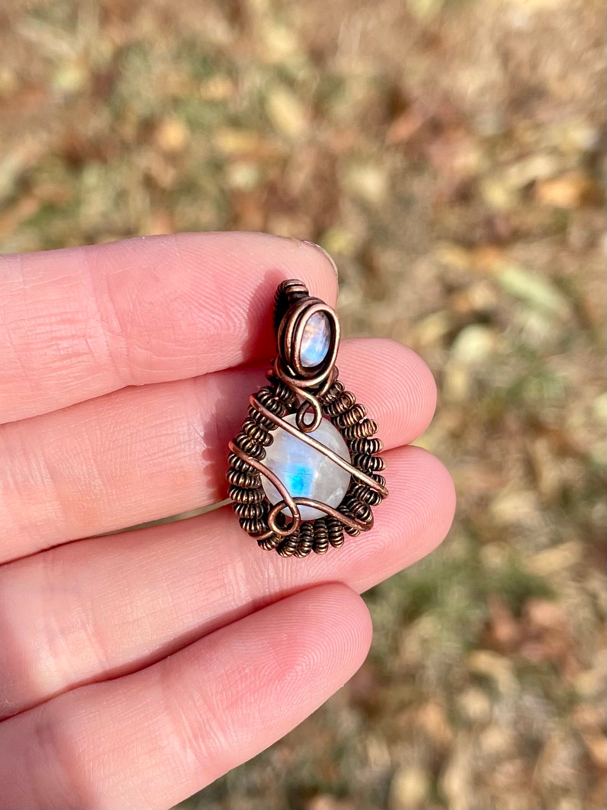 Mini Moonstone Double Pendant