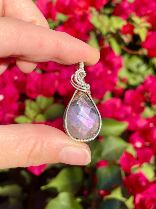 Purple Labradorite Pendant in Sterling Silver