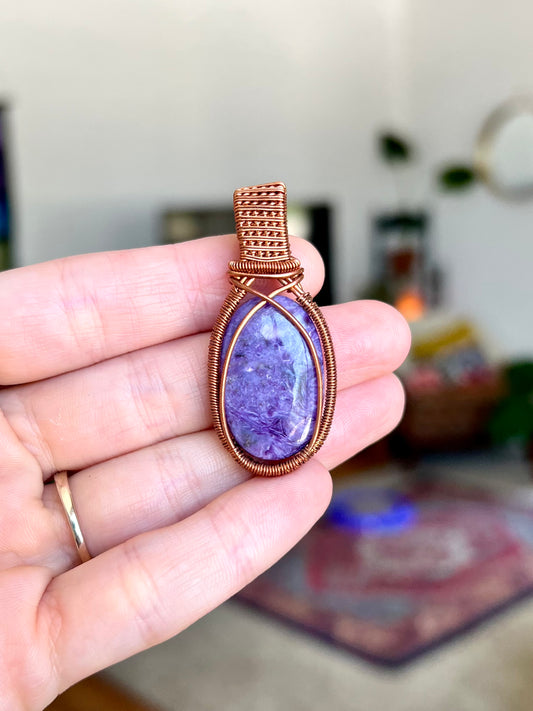 Tangled Purple Charoite Pendant