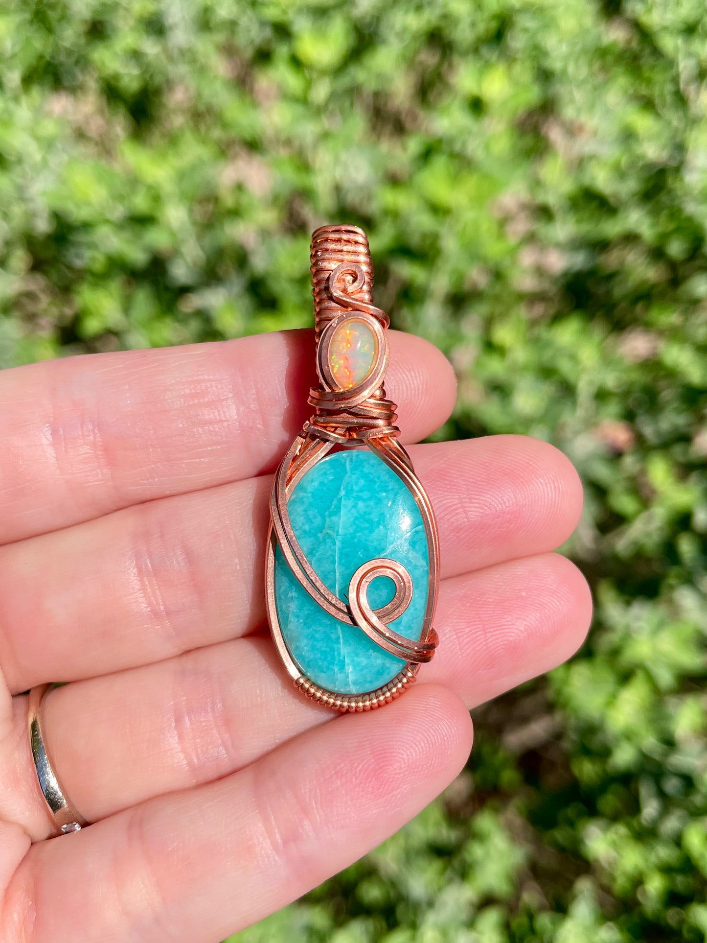 Amazonite + Opal Pendant