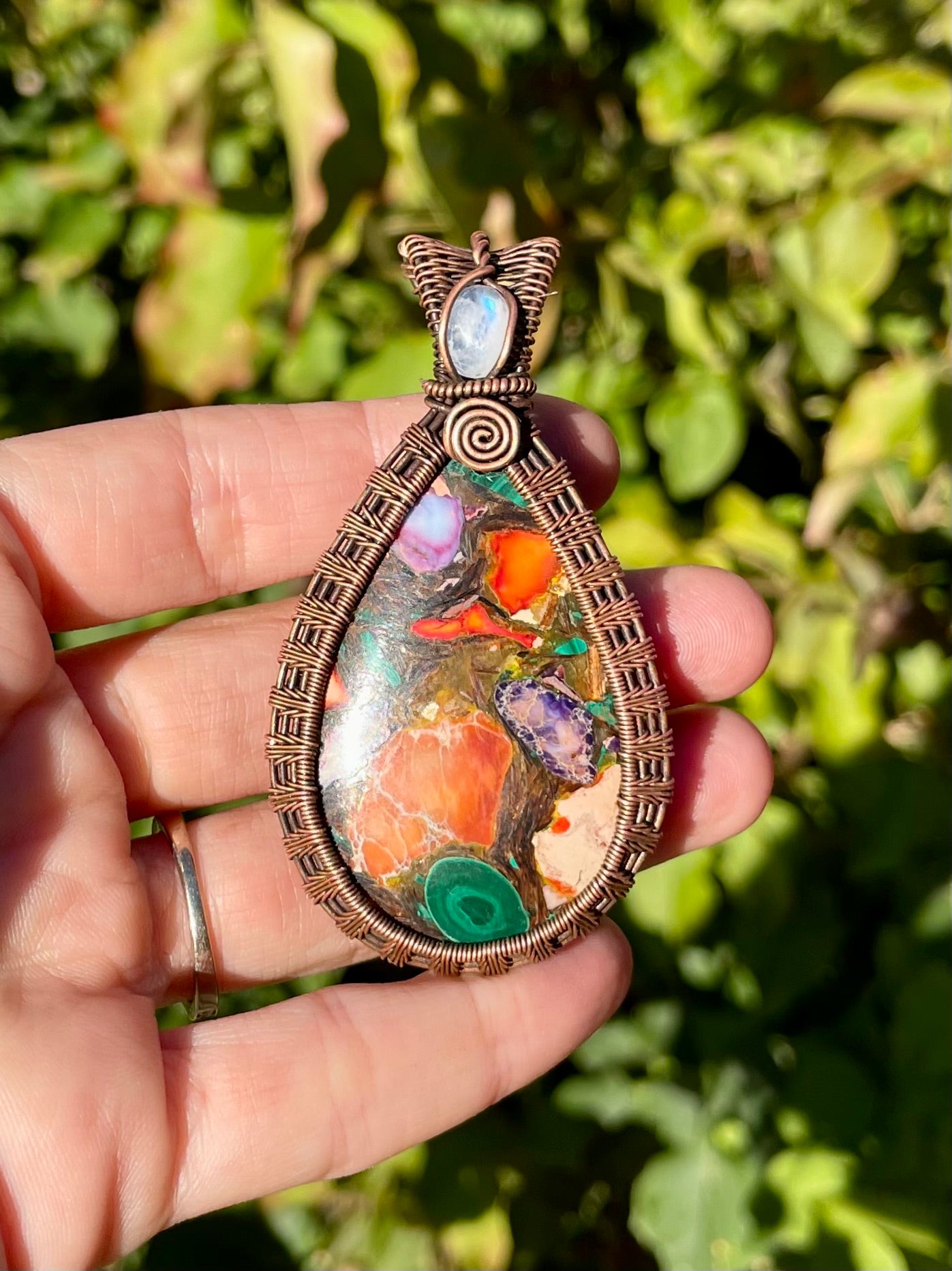 Mixed Aqua Terra with Mica + Moonstone Pendant