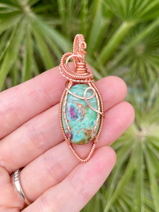 “Demeter” Ruby Zoiste Fuchsite Pendant