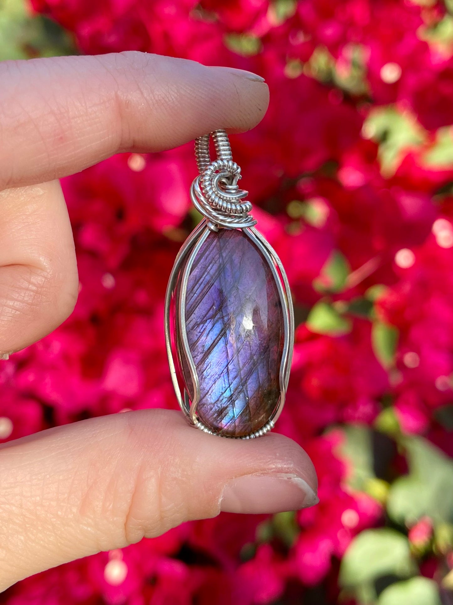 Purple Labradorite Pendant in Sterling Silver