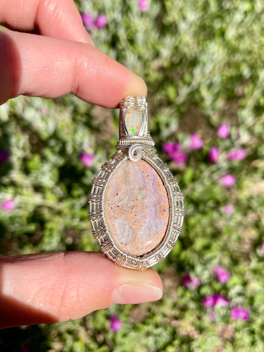 Mexican Fire Opal and Ethiopian Opal Pendant