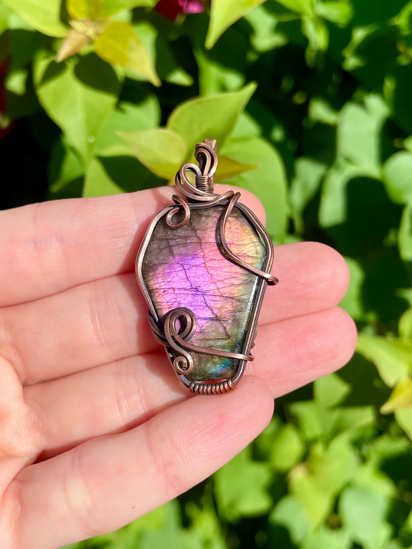 Purple Labradorite Coffin Pendant