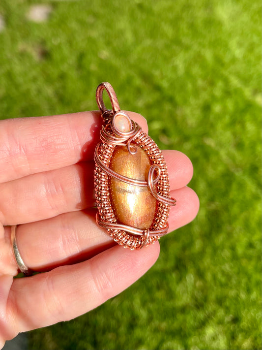 Sunstone and Opal Pendant