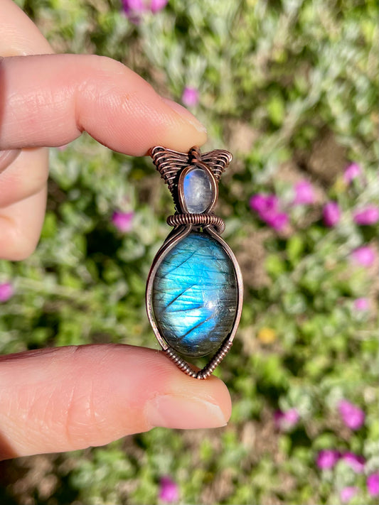 Labradorite + Moonstone Pendant