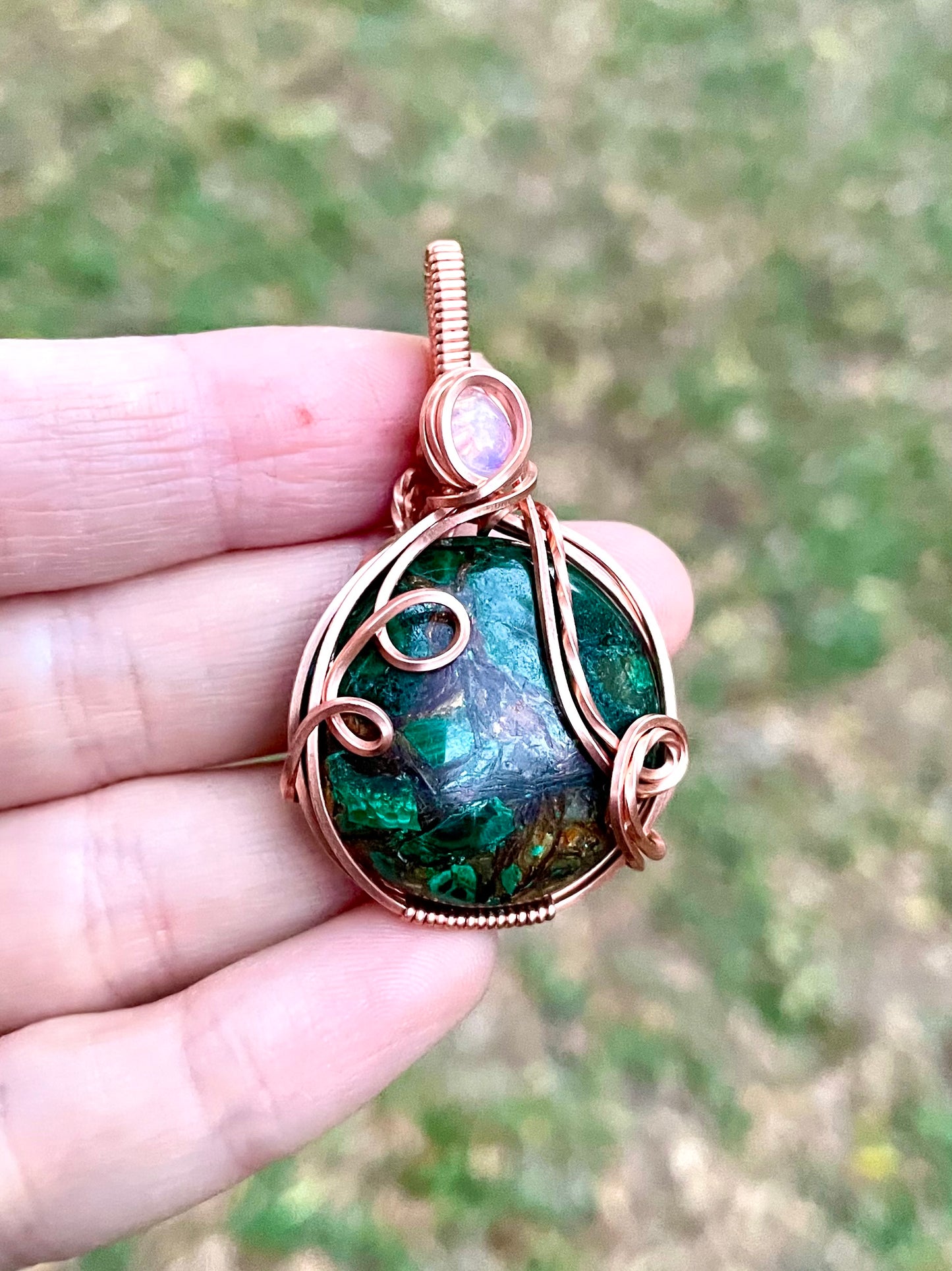 Tiana Malachite with Copper inlay Pendant