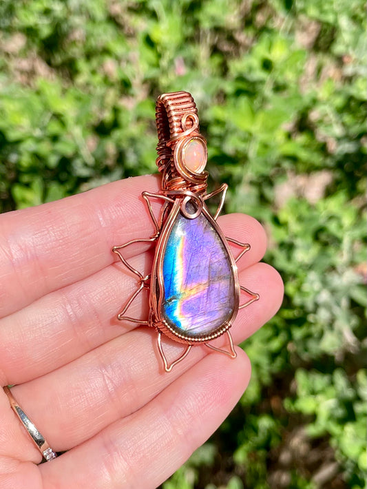 Labradorite + Opal Pendant