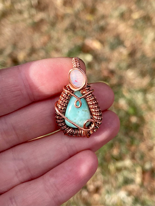 Larimar and Opal Mini Pendant