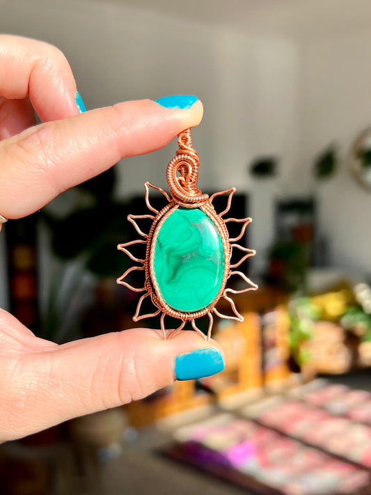 Malachite Flower Pendant