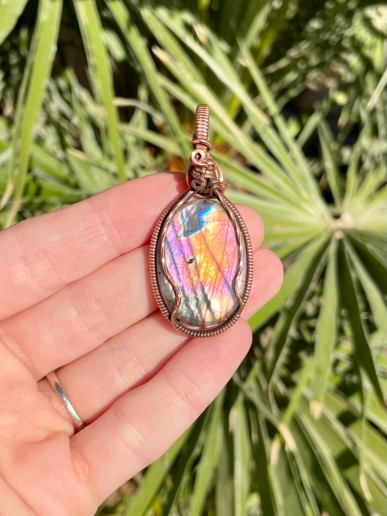 Pink Labradorite + Opal Reversible Flash Pendant