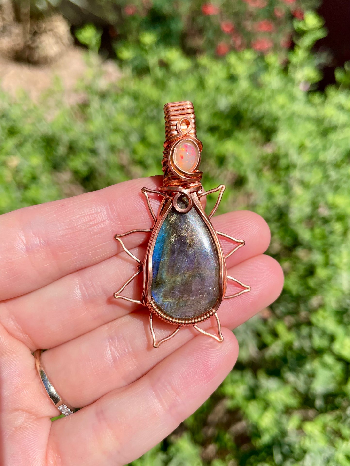 Labradorite + Opal Pendant