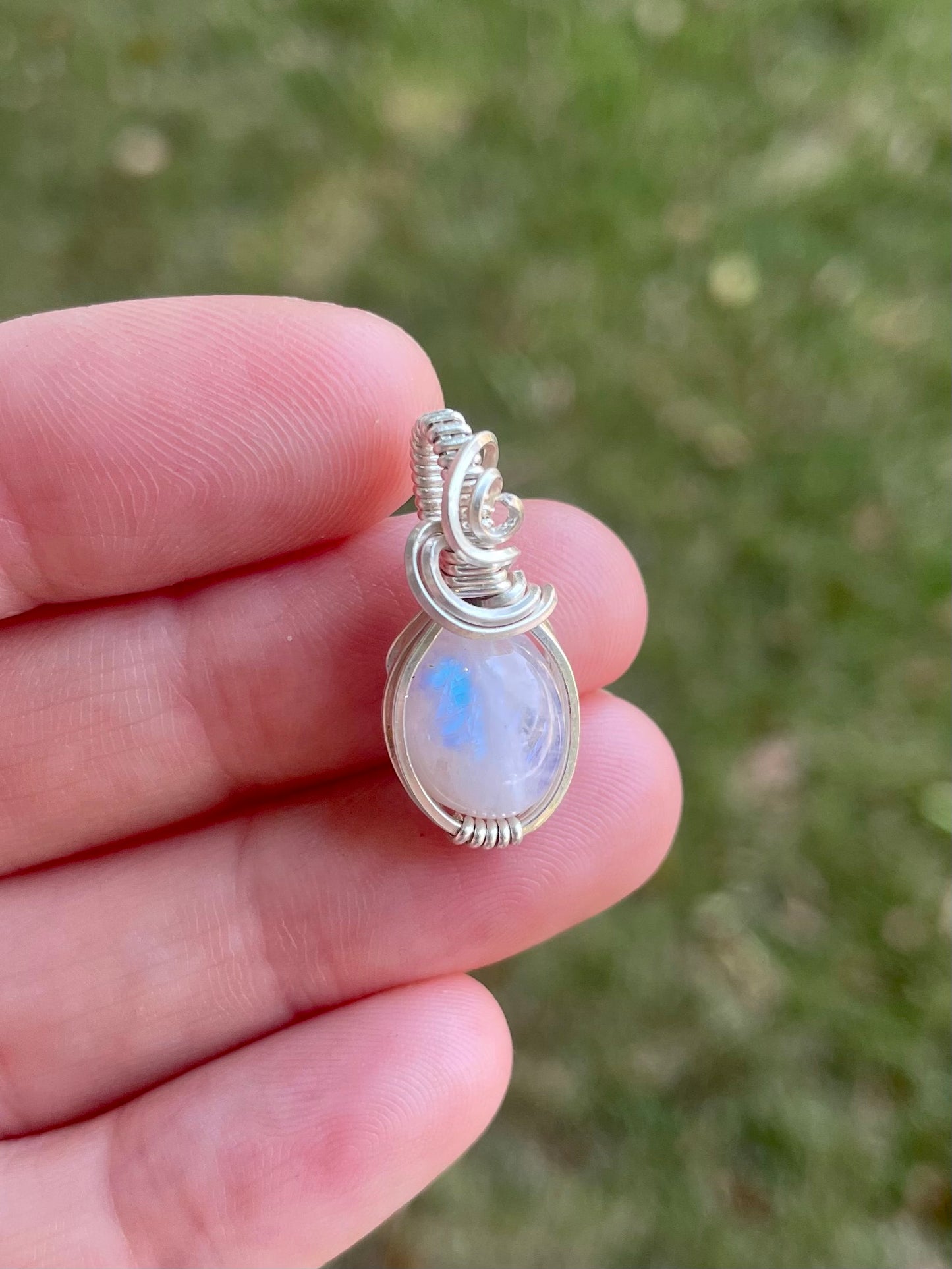 Mini Moonstone Pendant in Sterling Silver filled