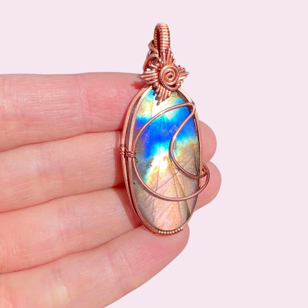 Sunburst Moon Labradorite Pendant