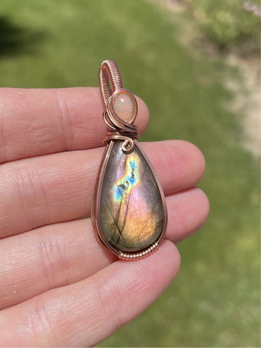 Labradorite + Opal Mini Pendant