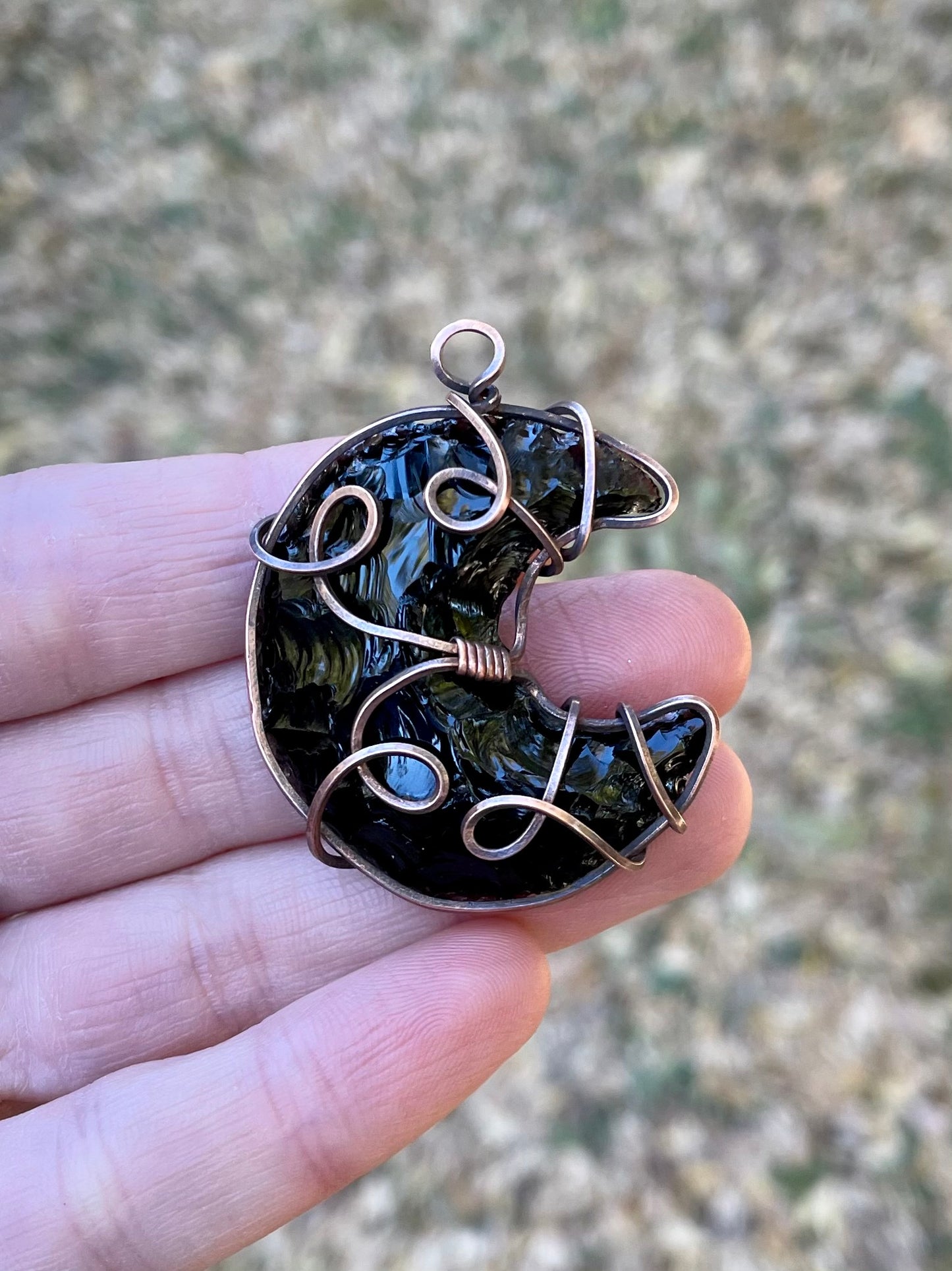 Obsidian Moon Pendant