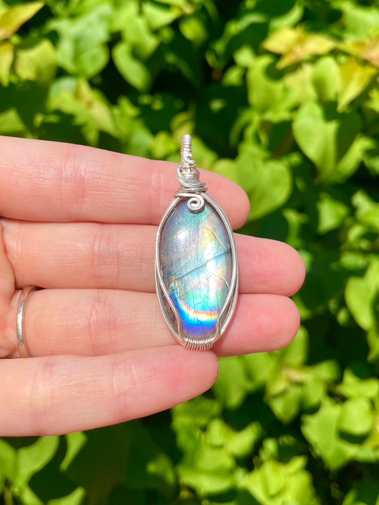 Labradorite Pendant in Sterling Silver filled wire